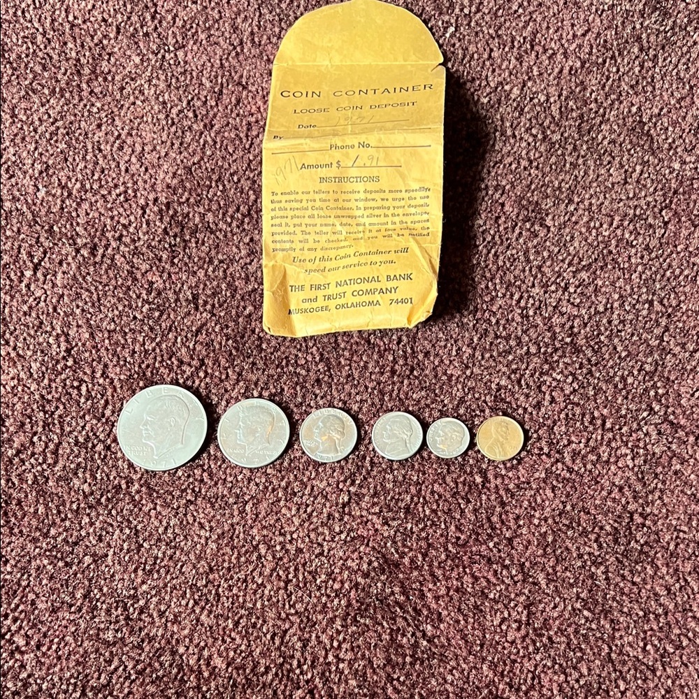 Vintage 1971 Coin Collection with Original Bank Envelope